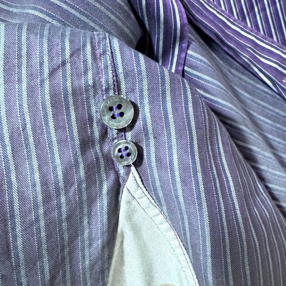 Ermenegildo Zegna Men’s Purple Striped 100% Cotton Long Sleeve Dress Shirt XL - Picture 6 of 8